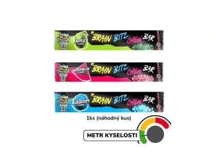 BRAIN BLASTERZ BRAIN BITZ CHEW BAR S PŘÍCHUTÍ JABLKA/BORŮVKY/MELOUNU LEVEL 2 SOUR 20G PAK