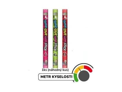 BRAIN BLASTERZ SUPER SOUR GUM STICK S PŘÍCHUTÍ JABLKO/VODNÍ MELOUN/JAHODA LEVEL 4 SOUR 22G PAK